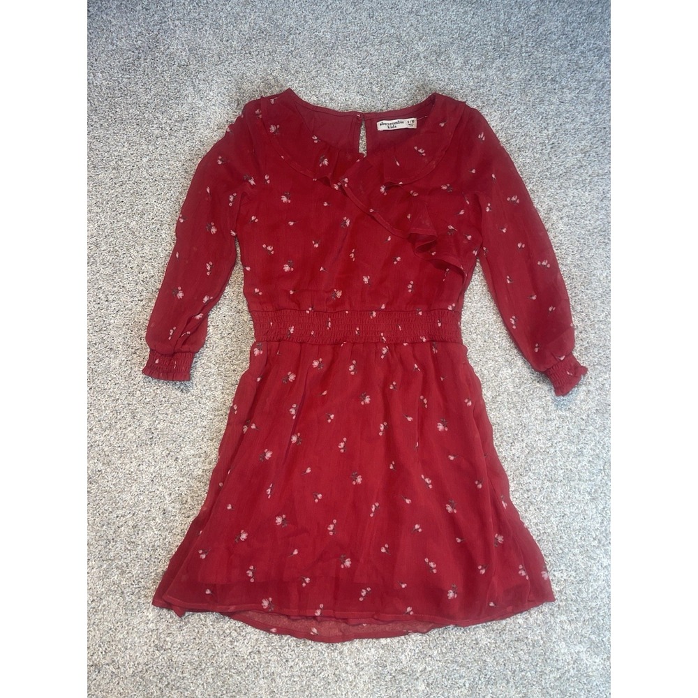 Abercrombie Kids Girls Red Floral Dress Sz 9/10 NWT